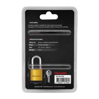 Hængelås 40 mm Messing med forlænget bøjle